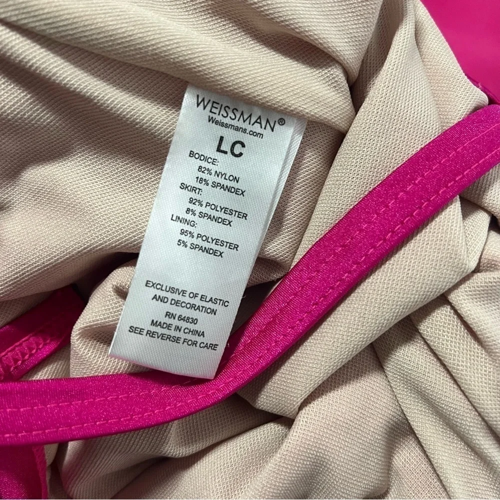 Weissman LC Large (12-14) Pink Sequins & Crystal Dance Costume Halter Neckline